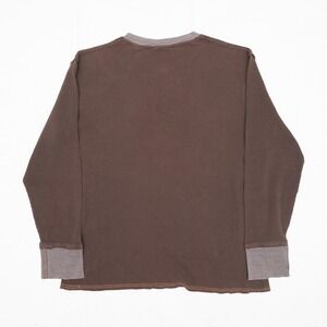 Vintage 90s Y2k Brown Timberland Henley Thermal Long Sleeve Button Up Mens XL